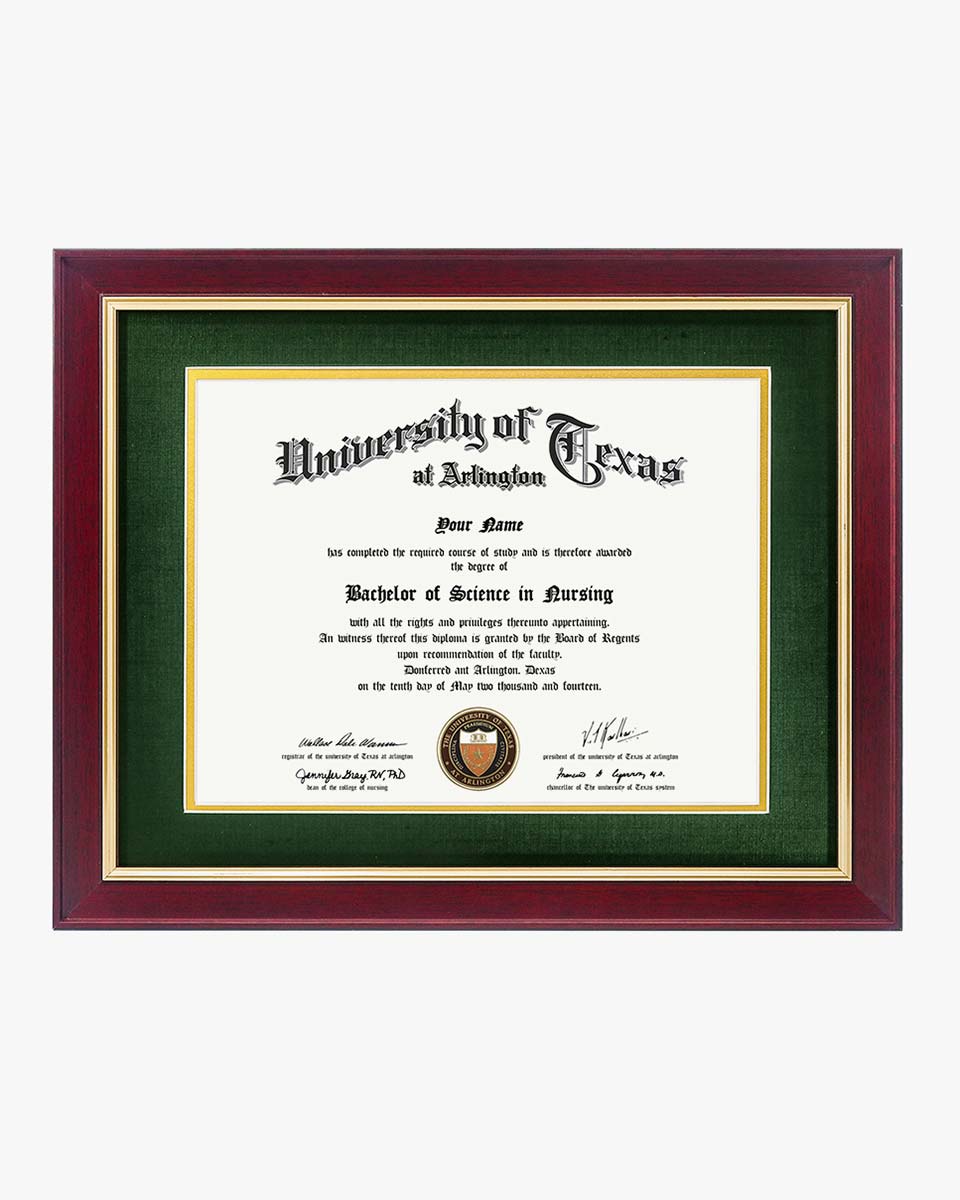 Wood Diploma Frame with Gold Trim Tempered Glass 8.5*11 /11*14 – 15 Colors Available