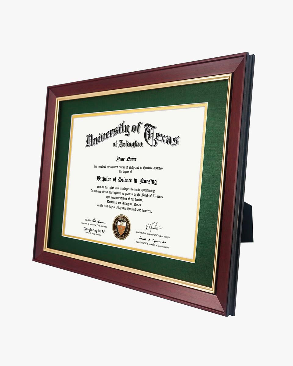 Wood Diploma Frame with Gold Trim Tempered Glass 8.5*11 /11*14 – 15 Colors Available