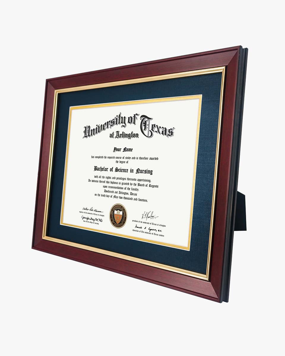 Wood Diploma Frame with Gold Trim Tempered Glass 8.5*11 /11*14 – 15 Colors Available