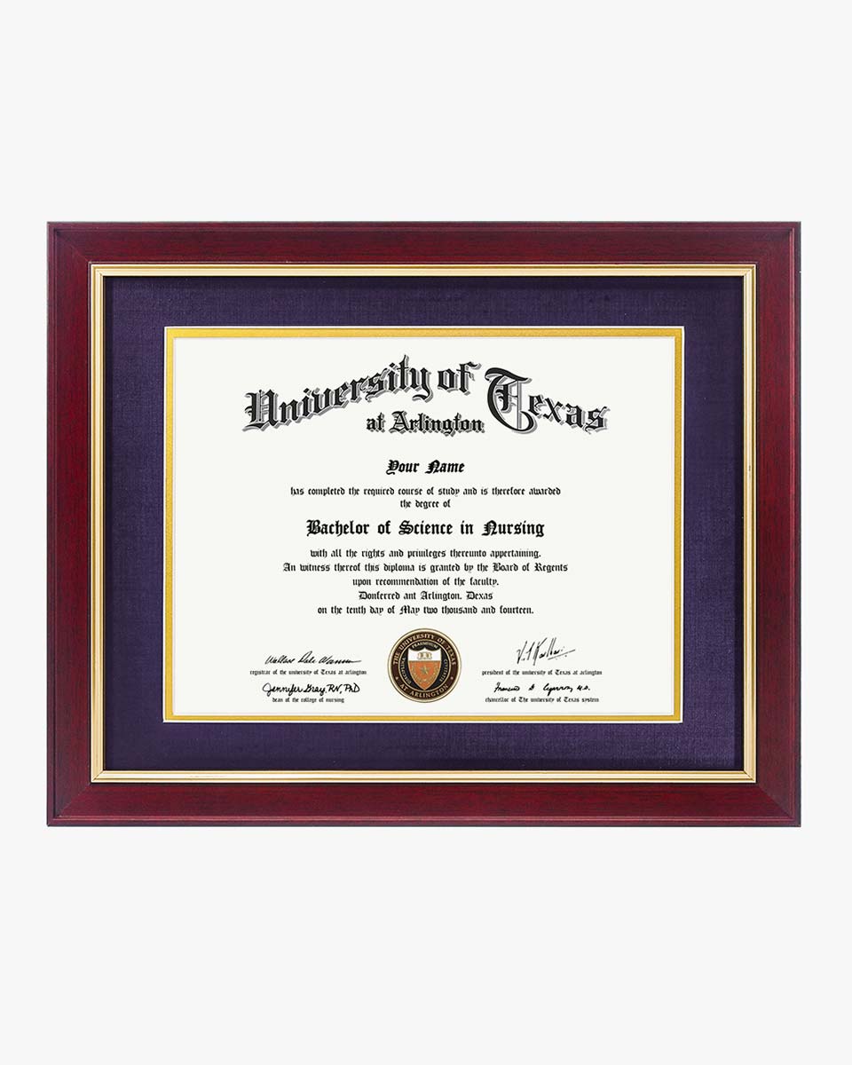 Wood Diploma Frame with Gold Trim Tempered Glass 8.5*11 /11*14 – 15 Colors Available