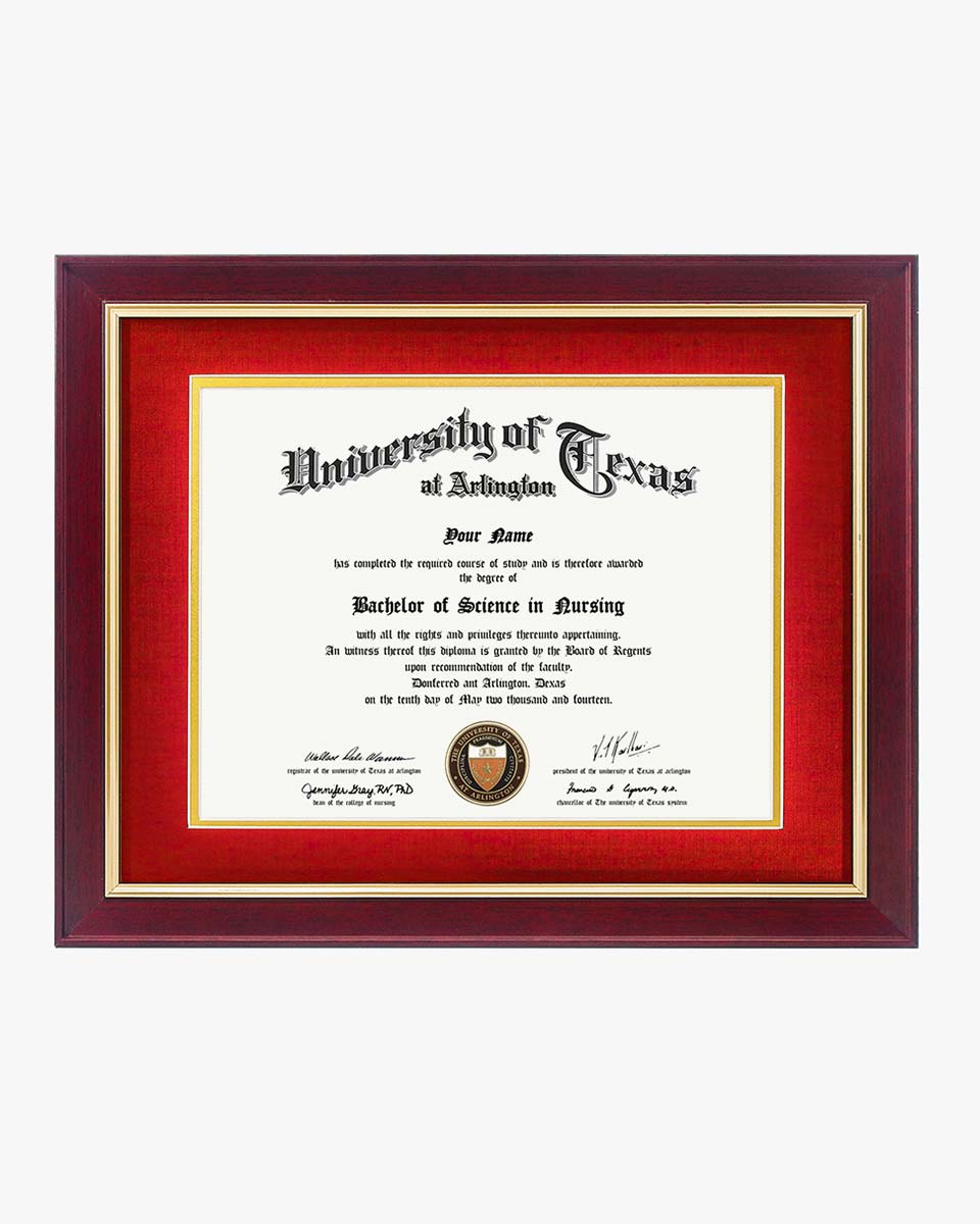 Wood Diploma Frame with Gold Trim Tempered Glass 8.5*11 /11*14 – 15 Colors Available