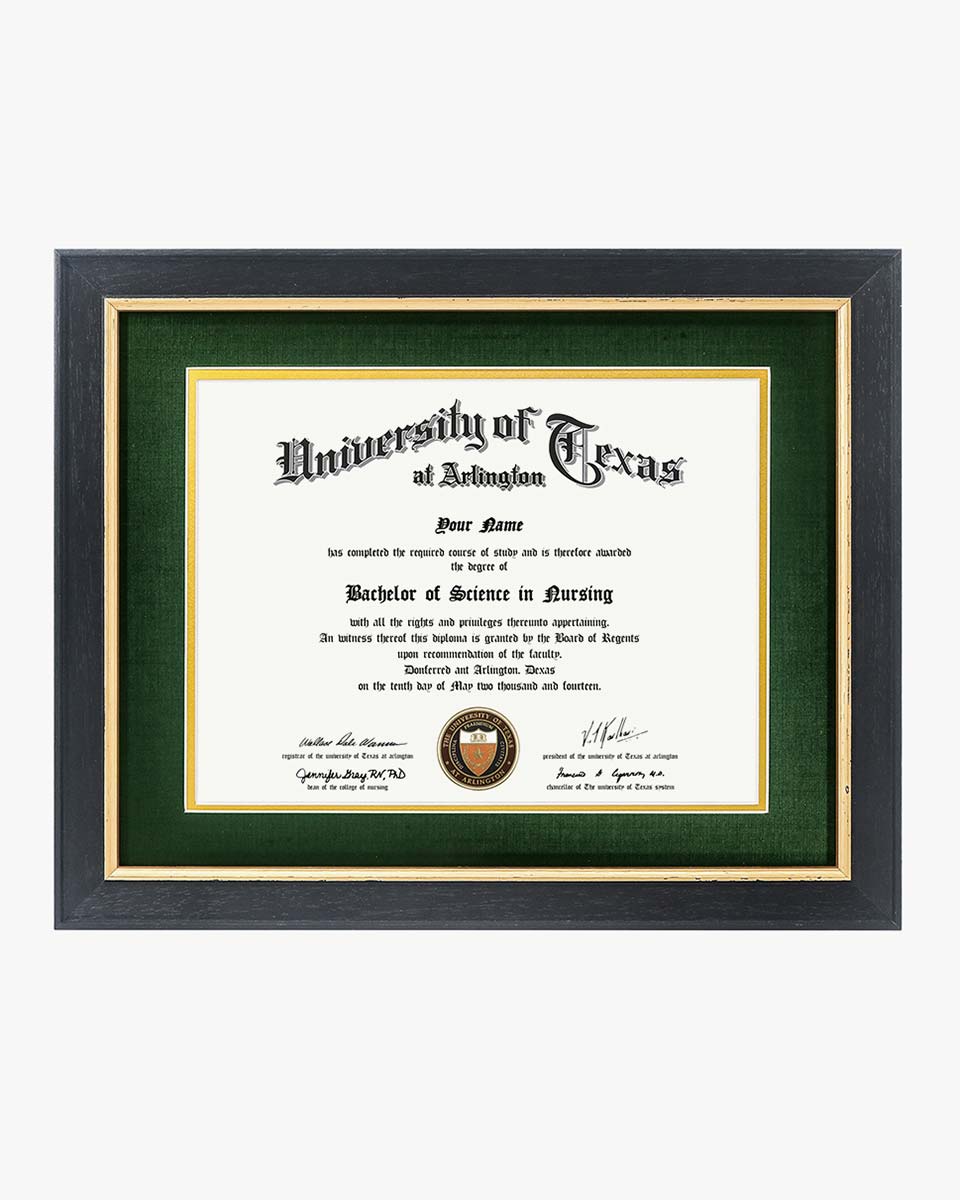 Wood Diploma Frame with Gold Trim Tempered Glass 8.5*11 /11*14 – 15 Colors Available