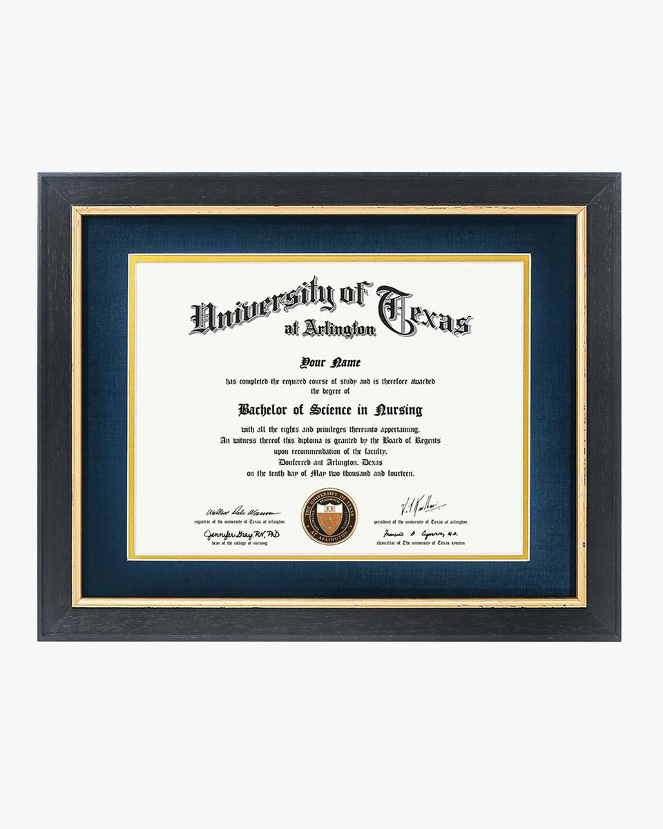 Wood Diploma Frame with Gold Trim Tempered Glass 8.5*11 /11*14 – 15 Colors Available