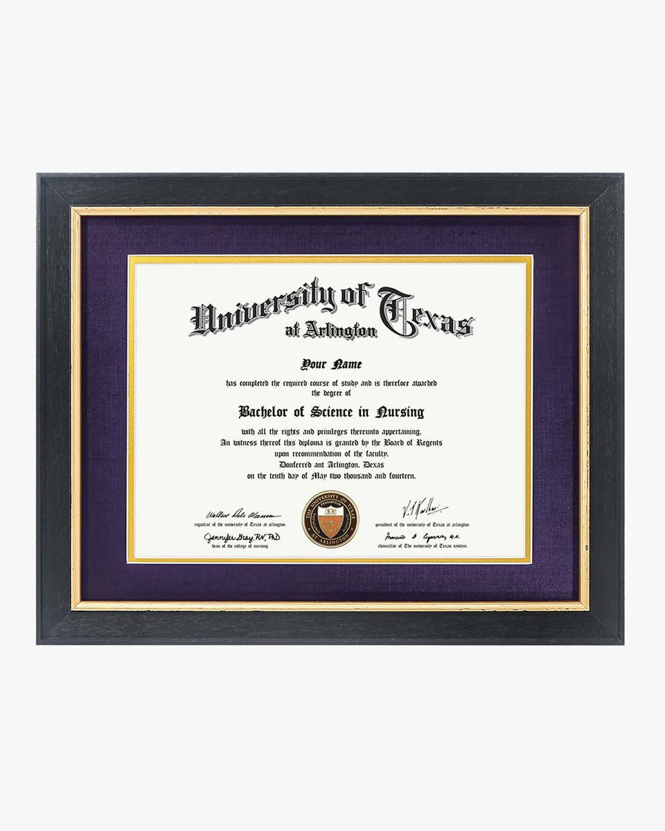 Wood Diploma Frame with Gold Trim Tempered Glass 8.5*11 /11*14 – 15 Colors Available