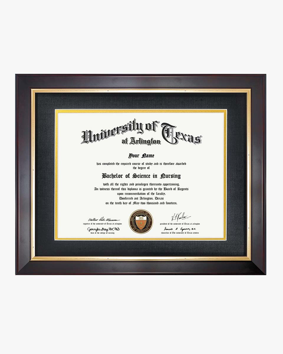 Wood Diploma Frame with Gold Trim Tempered Glass 8.5*11 /11*14 – 15 Colors Available