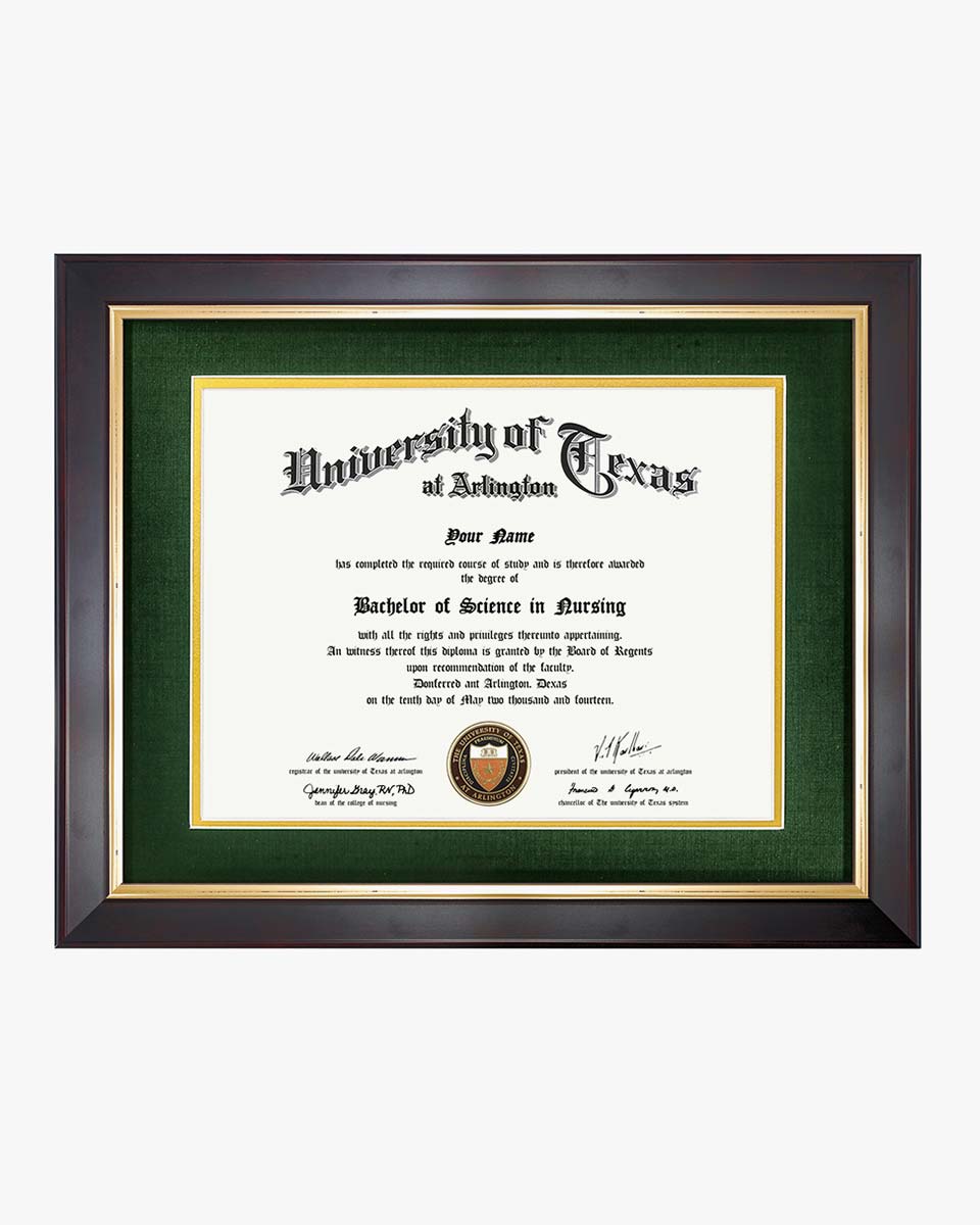 Wood Diploma Frame with Gold Trim Tempered Glass 8.5*11 /11*14 – 15 Colors Available