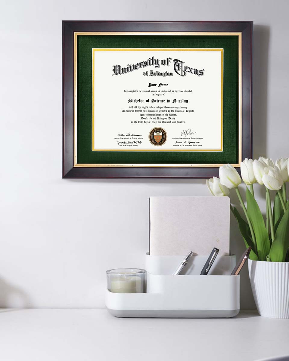 Wood Diploma Frame with Gold Trim Tempered Glass 8.5*11 /11*14 – 15 Colors Available