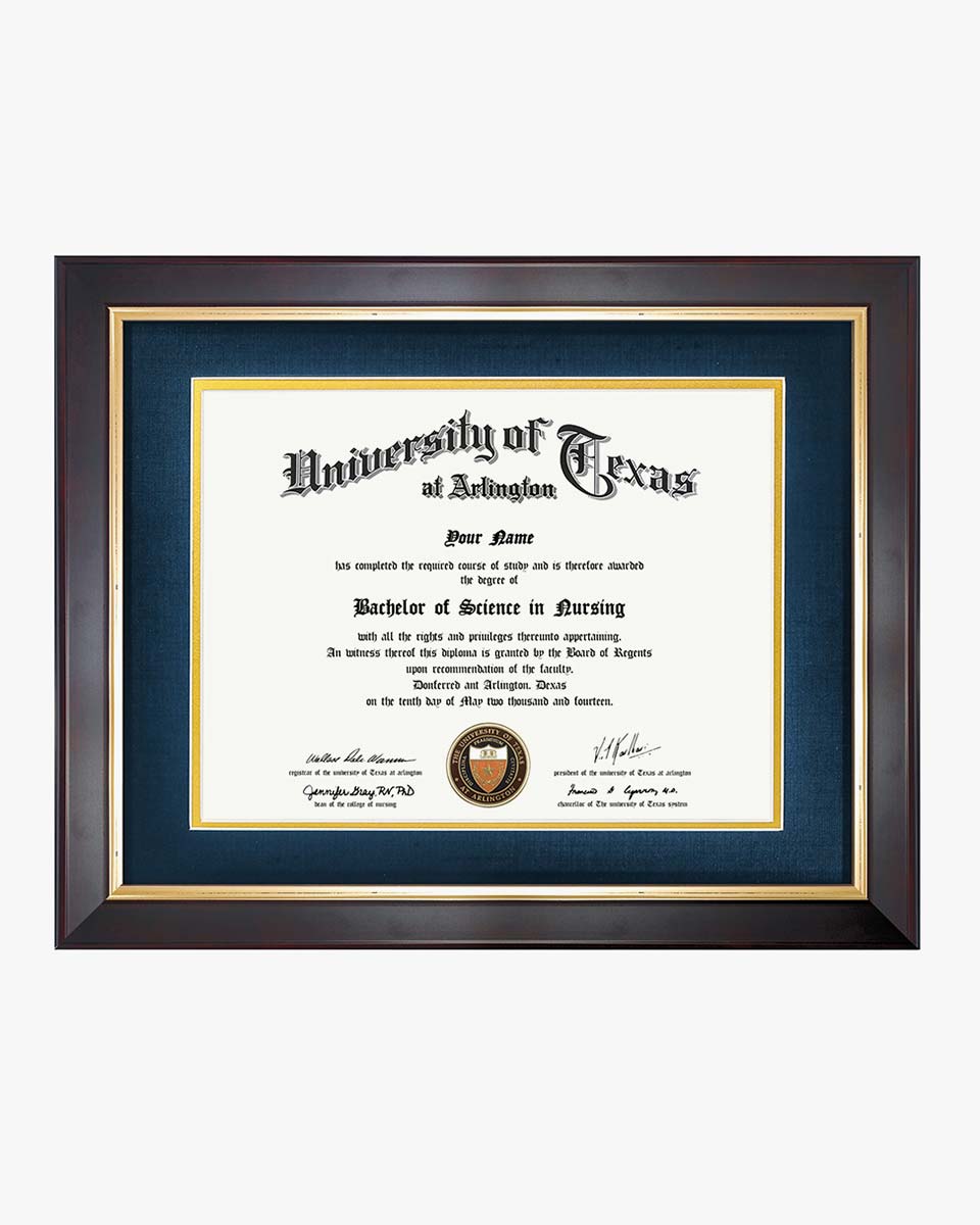 Wood Diploma Frame with Gold Trim Tempered Glass 8.5*11 /11*14 – 15 Colors Available