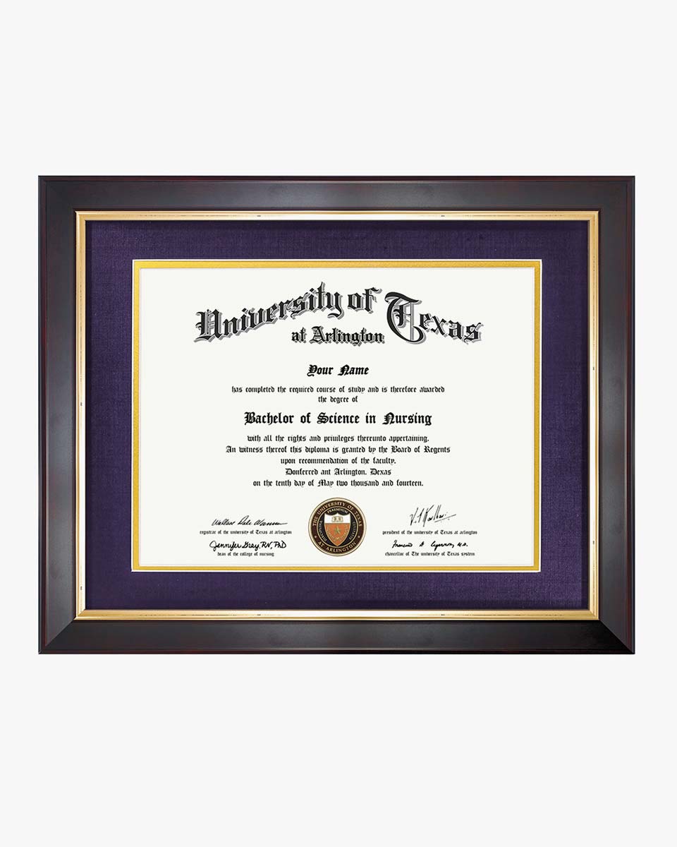 Wood Diploma Frame with Gold Trim Tempered Glass 8.5*11 /11*14 – 15 Colors Available