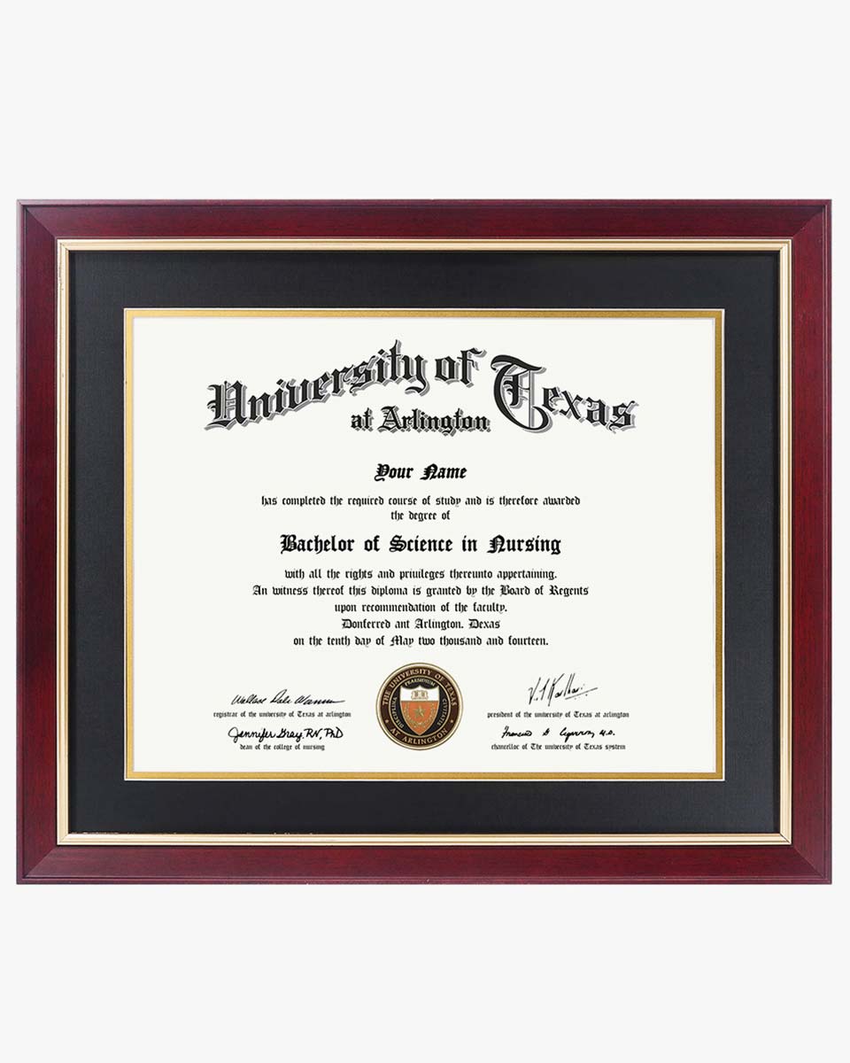 Wood Diploma Frame with Gold Trim Tempered Glass 11*14 / 14*17 – 15 Colors Available