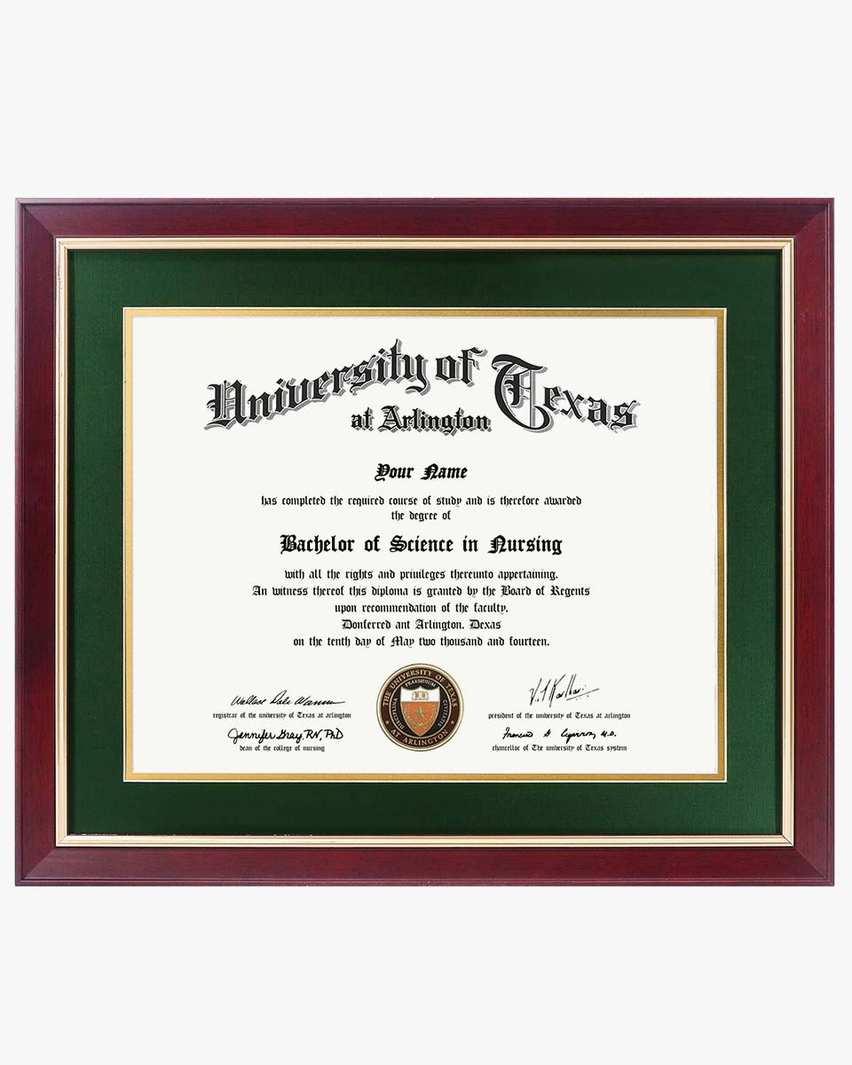 Wood Diploma Frame with Gold Trim Tempered Glass 11*14 / 14*17 – 15 Colors Available