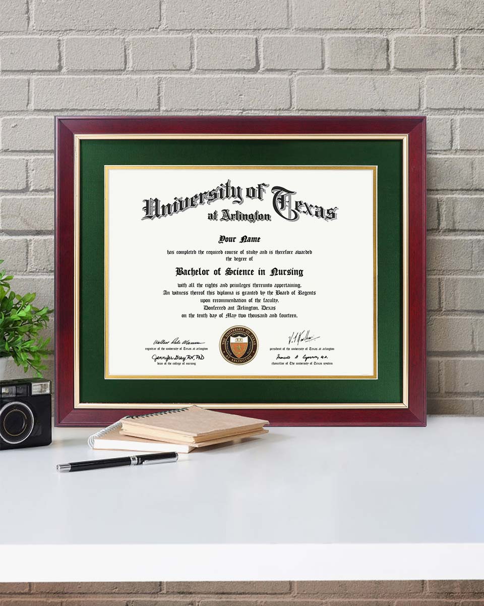 Wood Diploma Frame with Gold Trim Tempered Glass 11*14 / 14*17 – 15 Colors Available