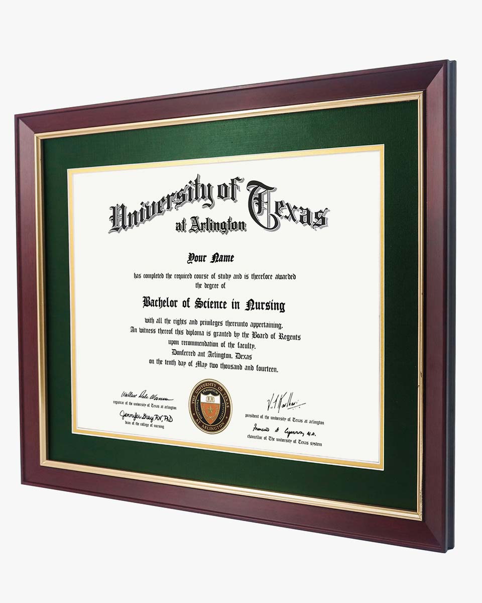 Wood Diploma Frame with Gold Trim Tempered Glass 11*14 / 14*17 – 15 Colors Available