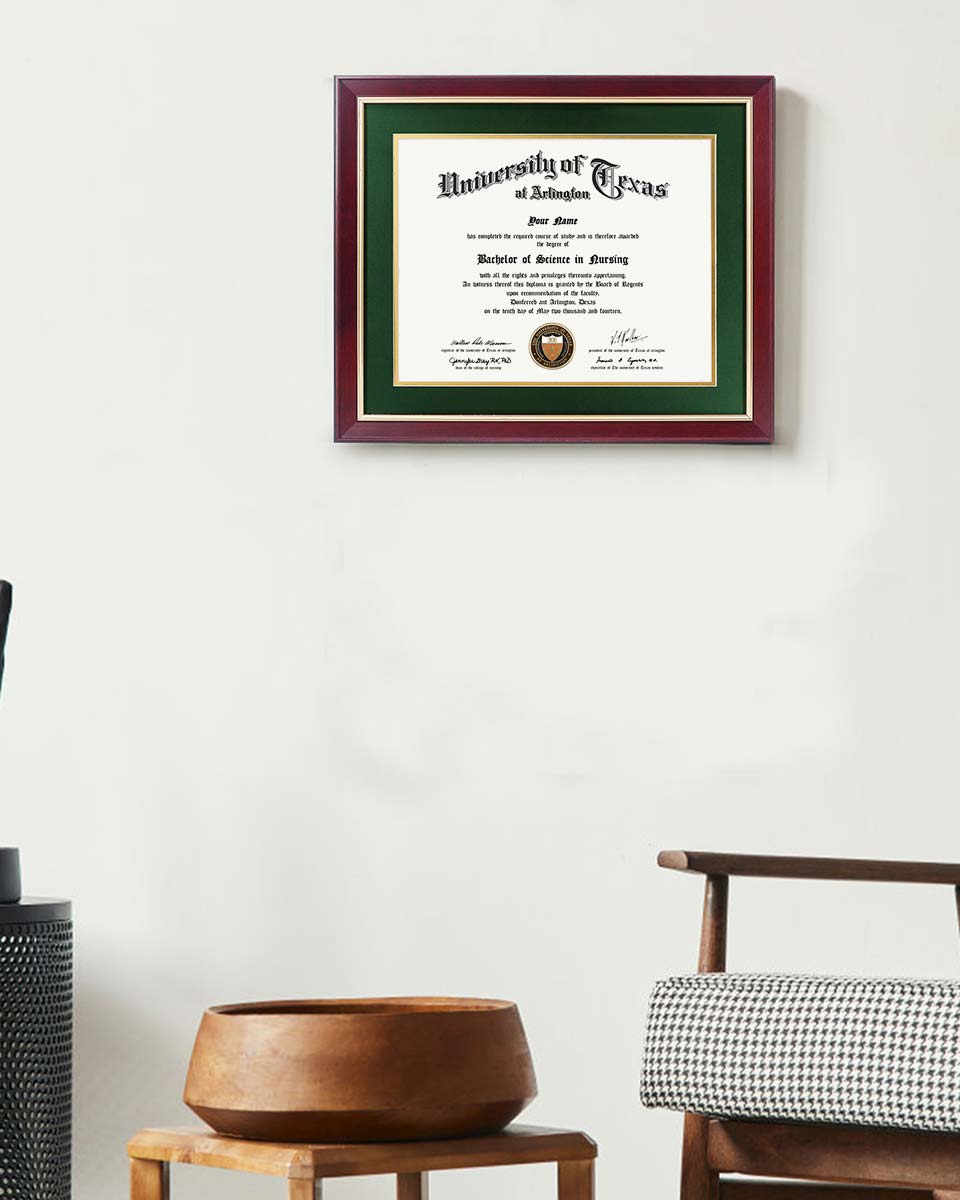 Wood Diploma Frame with Gold Trim Tempered Glass 11*14 / 14*17 – 15 Colors Available