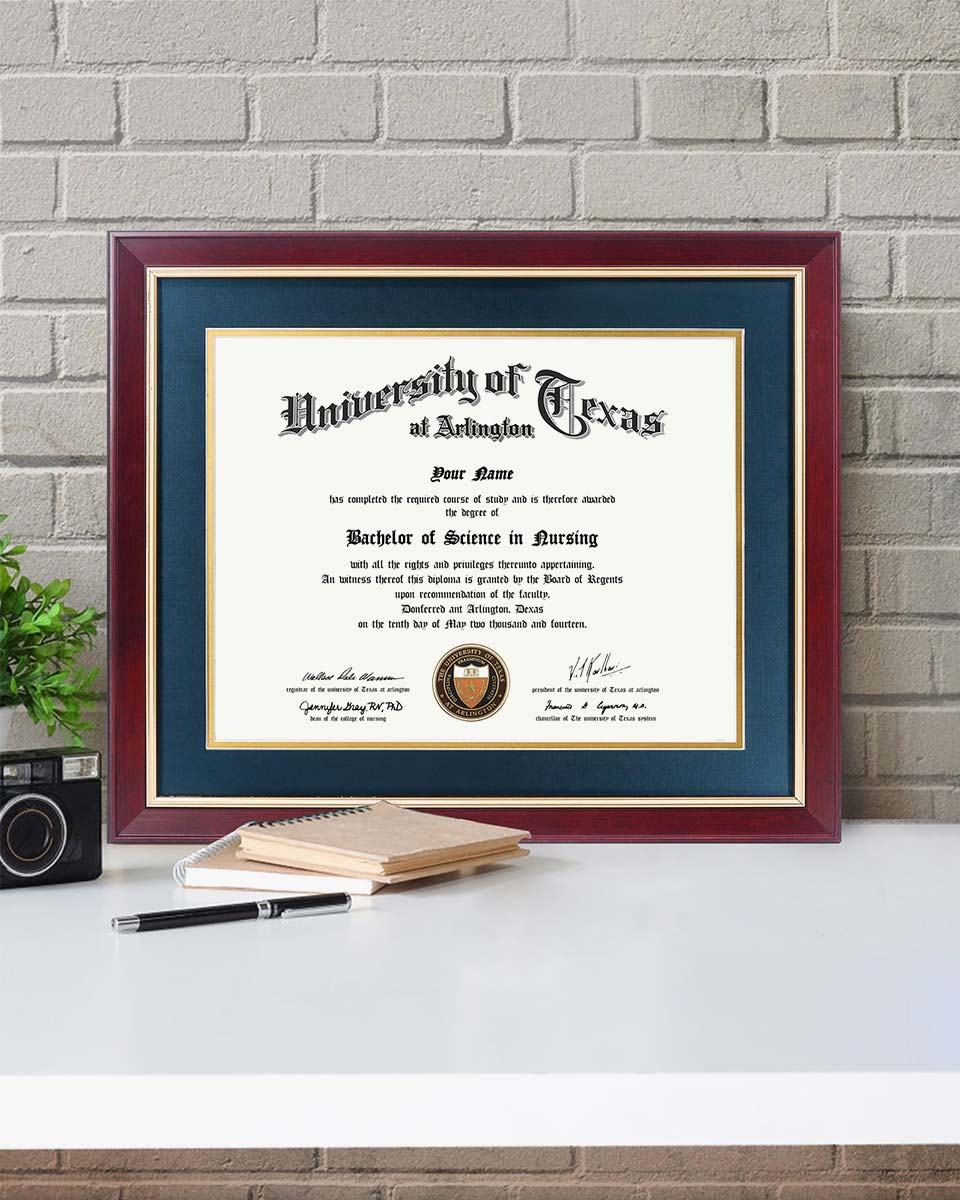 Wood Diploma Frame with Gold Trim Tempered Glass 11*14 / 14*17 – 15 Colors Available