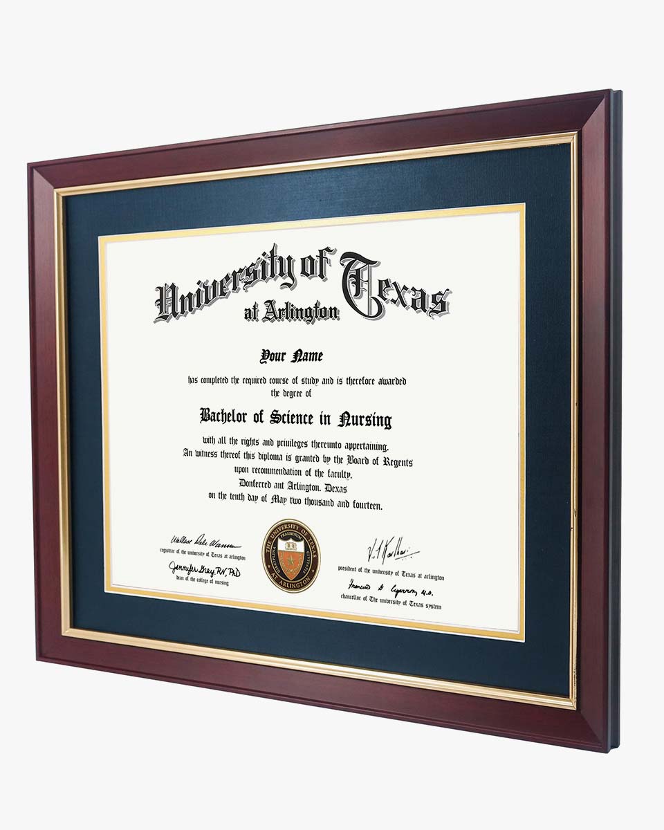 Wood Diploma Frame with Gold Trim Tempered Glass 11*14 / 14*17 – 15 Colors Available