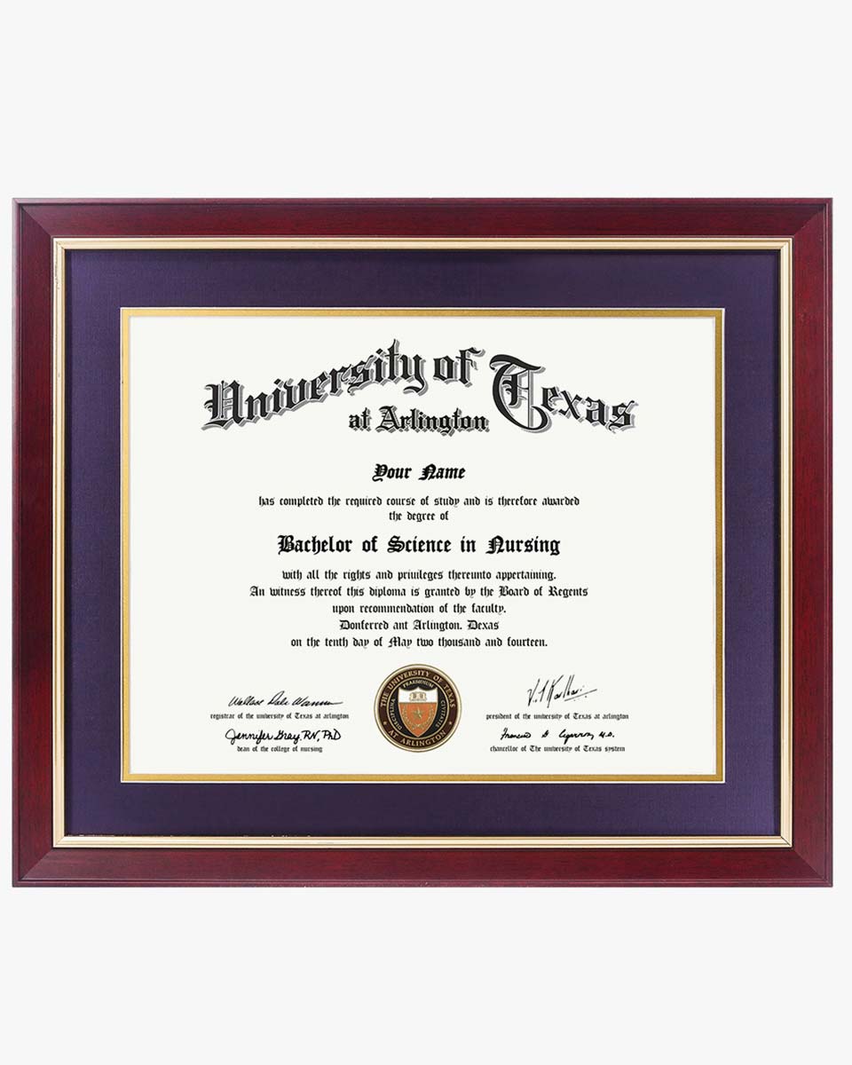 Wood Diploma Frame with Gold Trim Tempered Glass 11*14 / 14*17 – 15 Colors Available