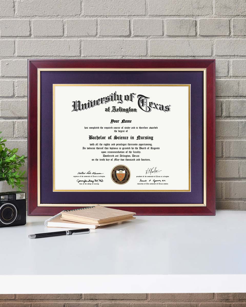 Wood Diploma Frame with Gold Trim Tempered Glass 11*14 / 14*17 – 15 Colors Available