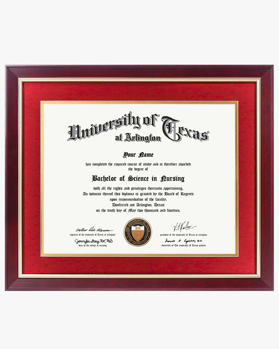 Wood Diploma Frame with Gold Trim Tempered Glass 11*14 / 14*17 – 15 Colors Available