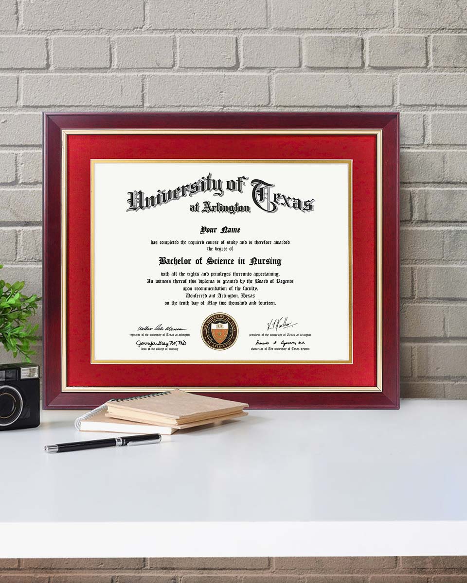 Wood Diploma Frame with Gold Trim Tempered Glass 11*14 / 14*17 – 15 Colors Available