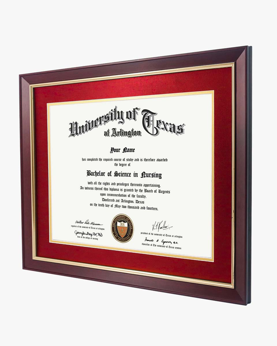 Wood Diploma Frame with Gold Trim Tempered Glass 11*14 / 14*17 – 15 Colors Available