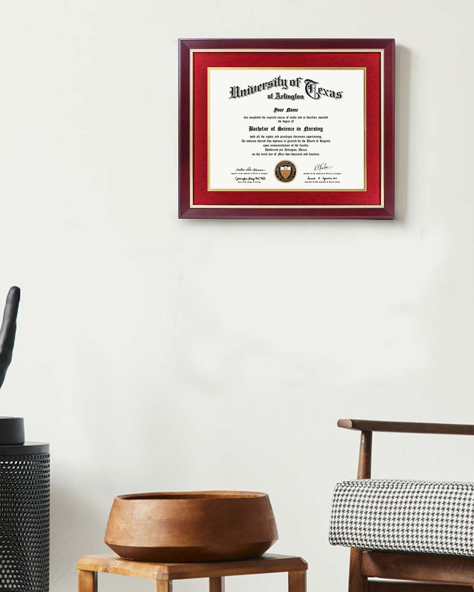 Wood Diploma Frame with Gold Trim Tempered Glass 11*14 / 14*17 – 15 Colors Available