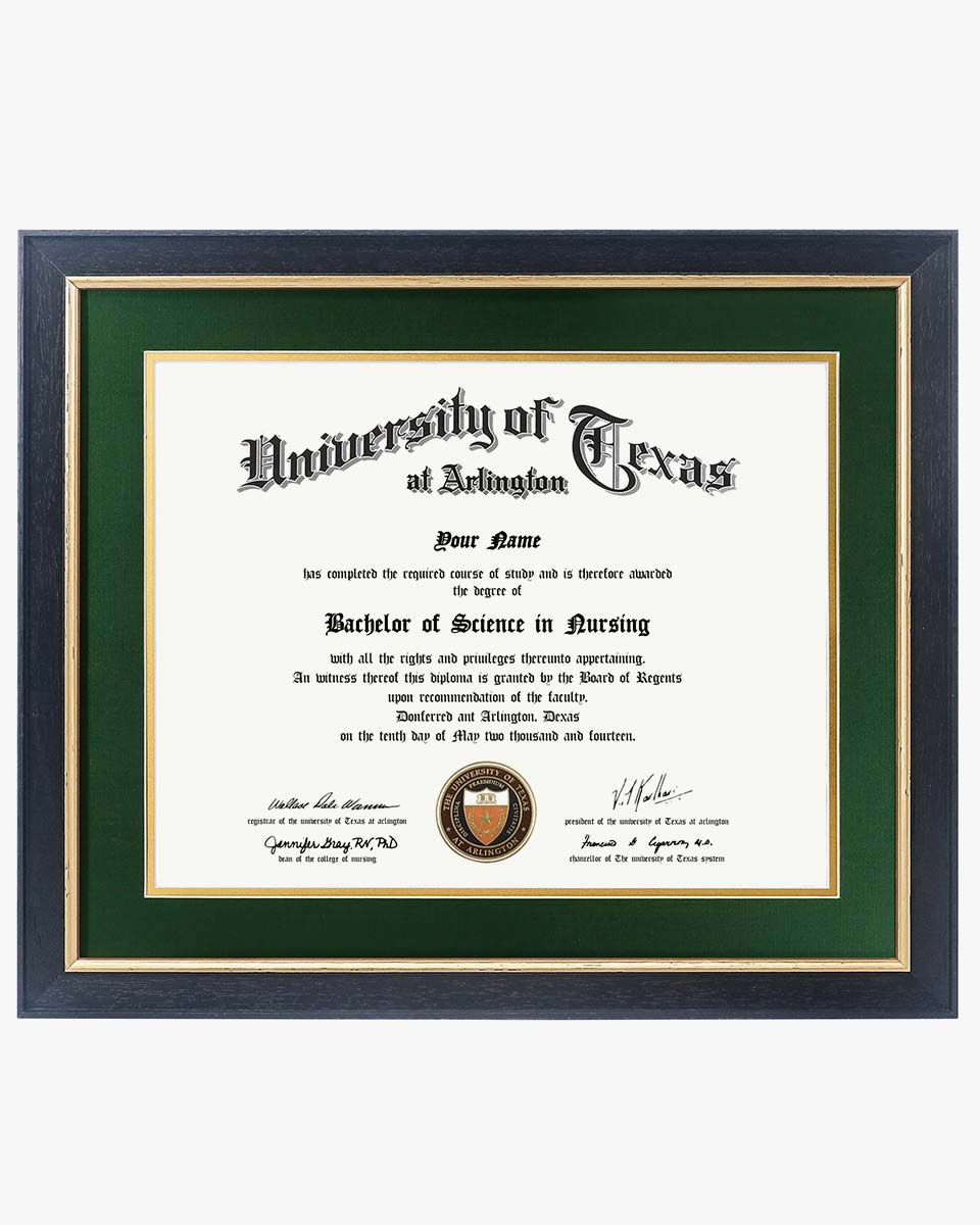 Wood Diploma Frame with Gold Trim Tempered Glass 11*14 / 14*17 – 15 Colors Available