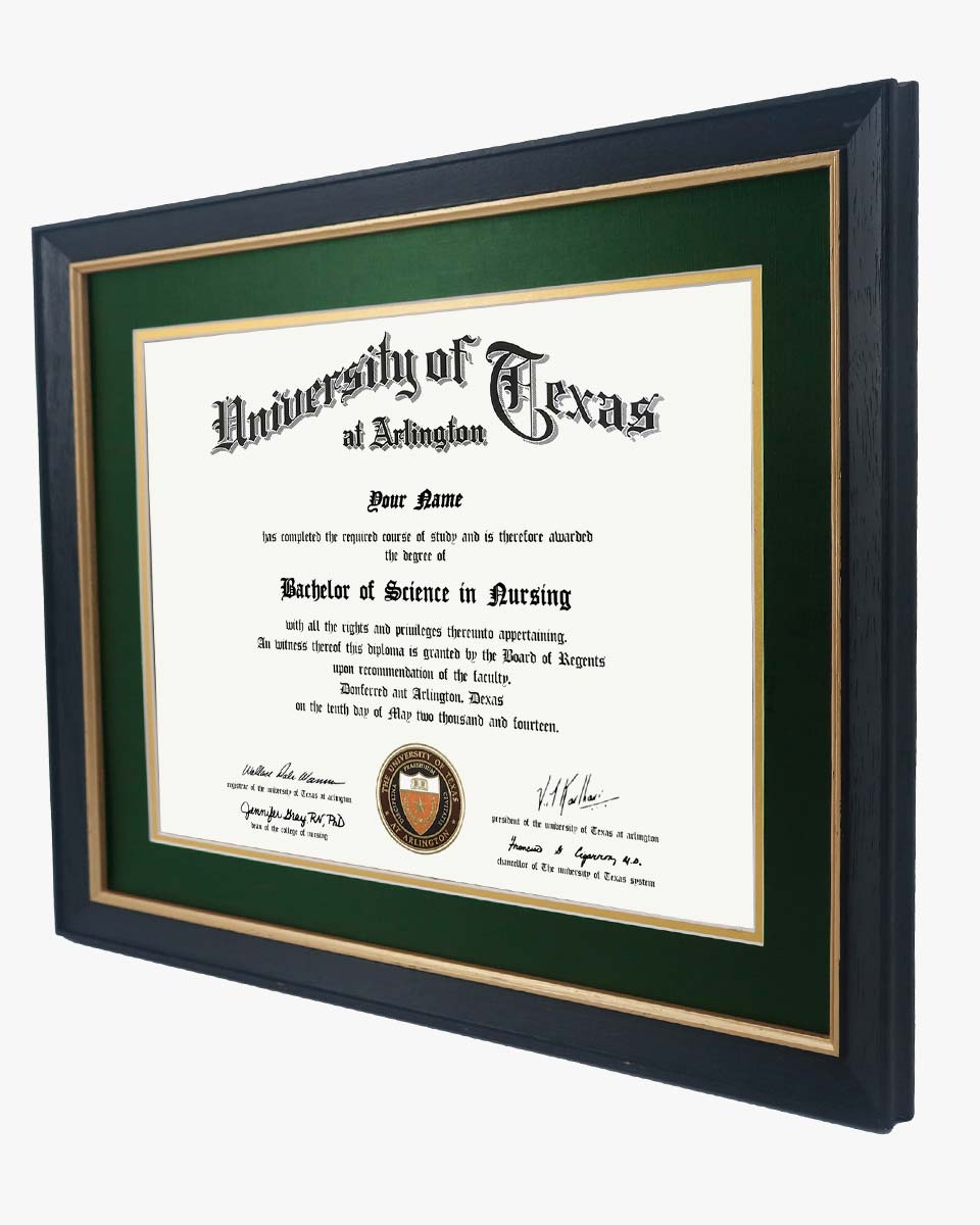 Wood Diploma Frame with Gold Trim Tempered Glass 11*14 / 14*17 – 15 Colors Available