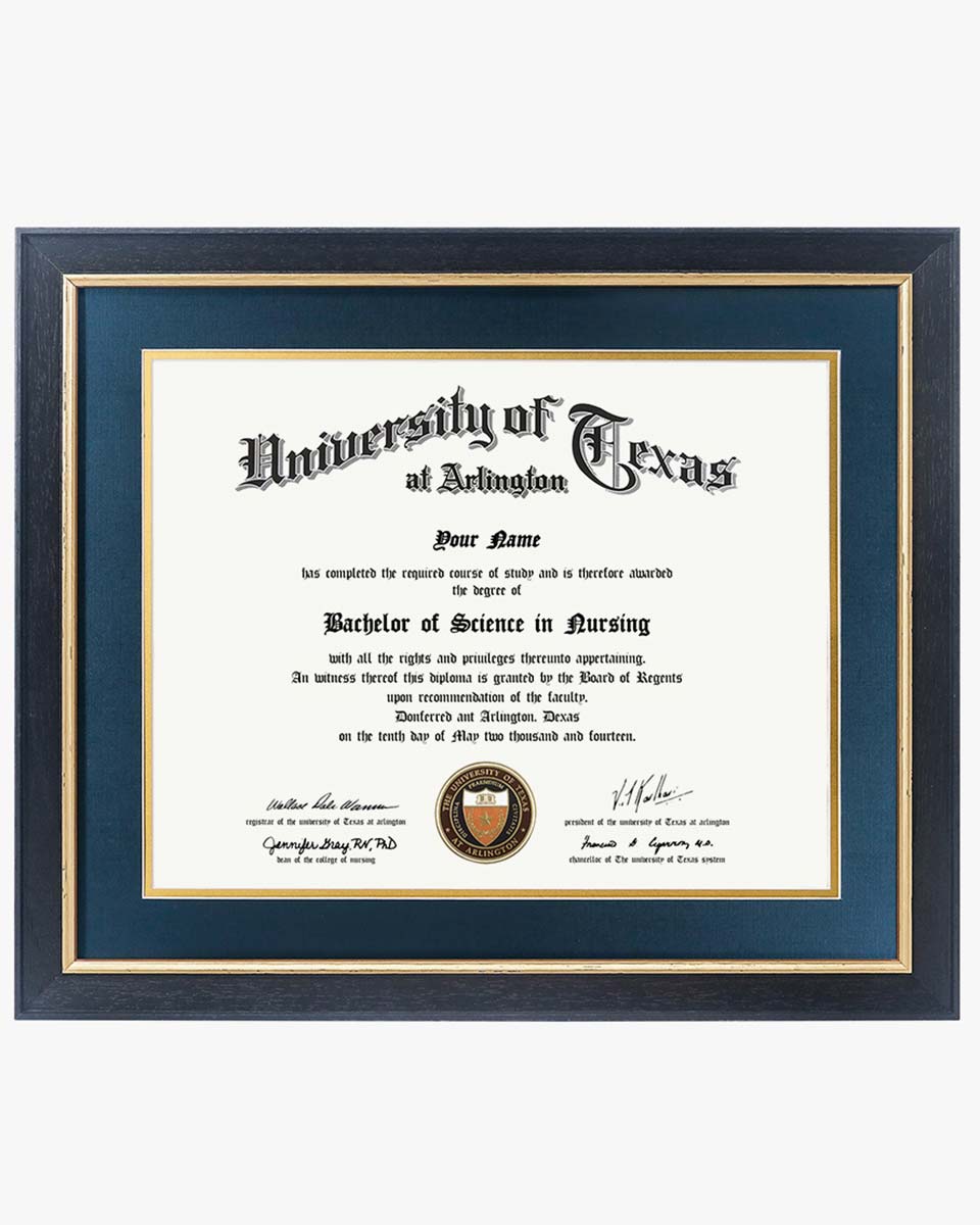 Wood Diploma Frame with Gold Trim Tempered Glass 11*14 / 14*17 – 15 Colors Available