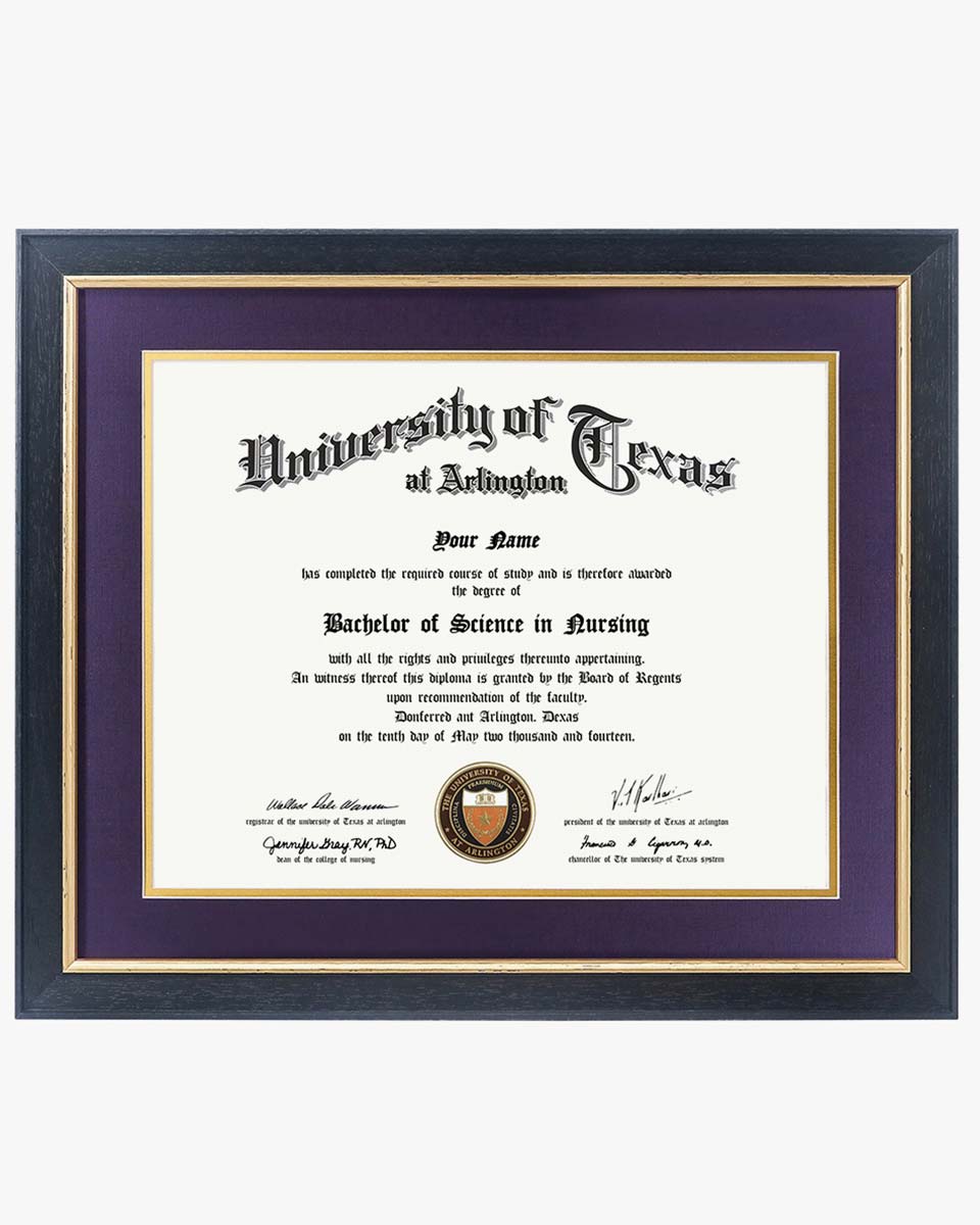 Wood Diploma Frame with Gold Trim Tempered Glass 11*14 / 14*17 – 15 Colors Available