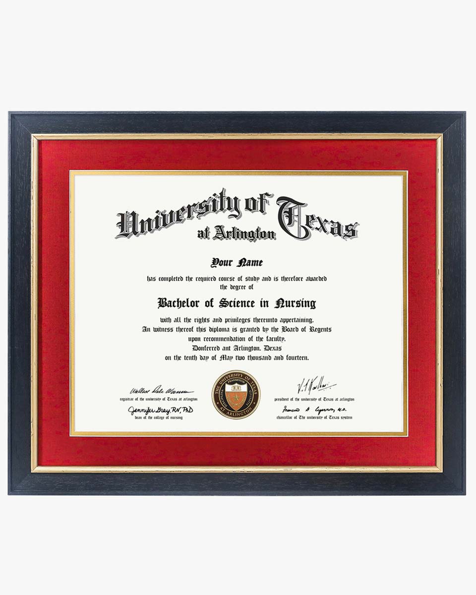 Wood Diploma Frame with Gold Trim Tempered Glass 11*14 / 14*17 – 15 Colors Available