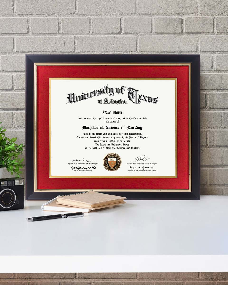 Wood Diploma Frame with Gold Trim Tempered Glass 11*14 / 14*17 – 15 Colors Available