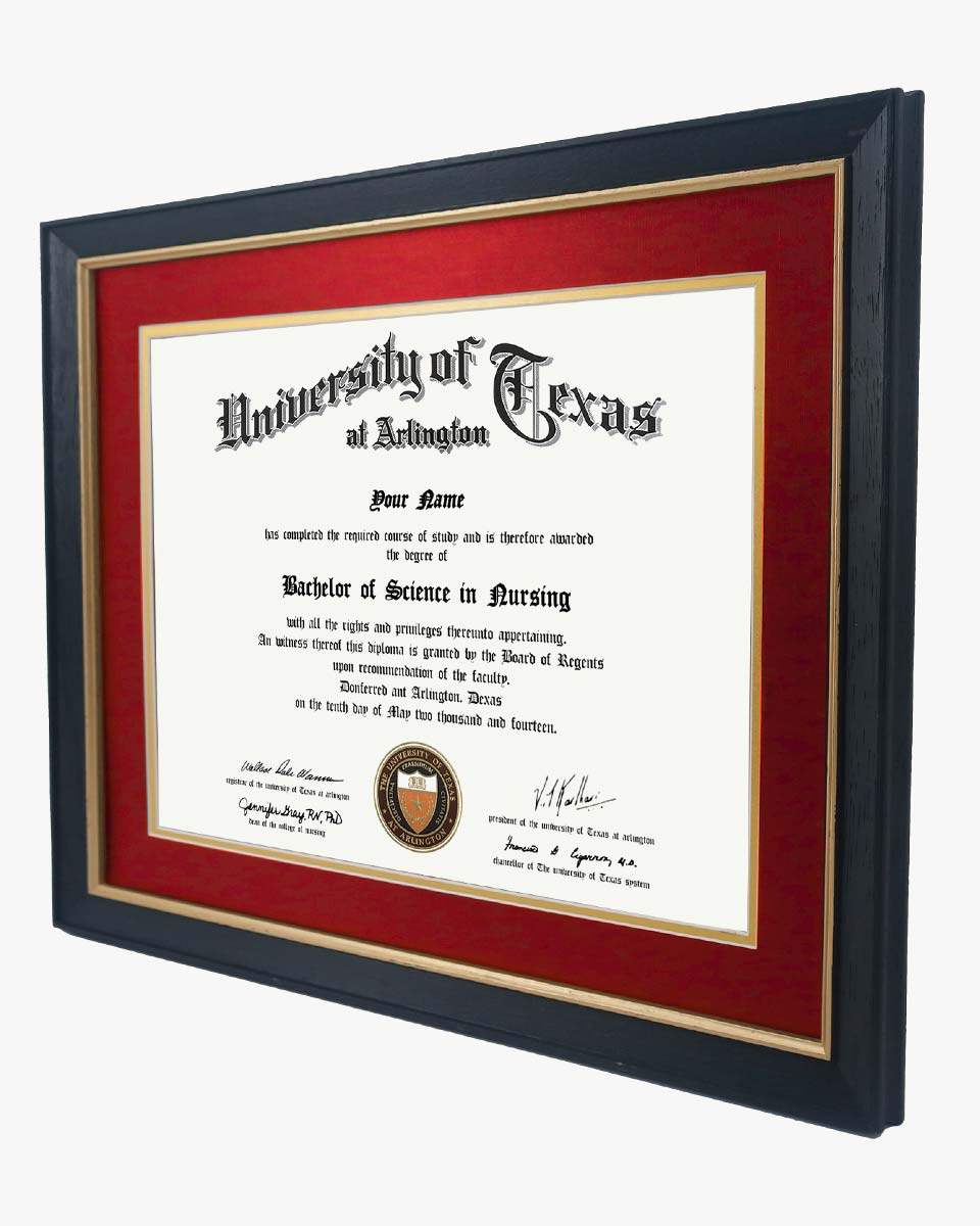 Wood Diploma Frame with Gold Trim Tempered Glass 11*14 / 14*17 – 15 Colors Available