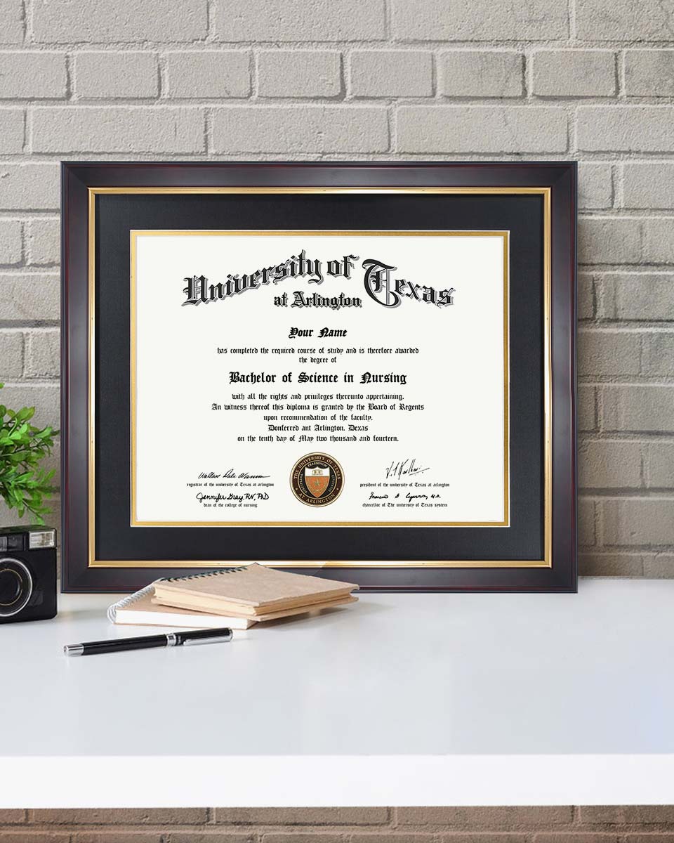 Wood Diploma Frame with Gold Trim Tempered Glass 11*14 / 14*17 – 15 Colors Available