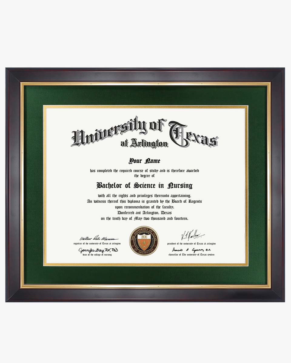 Wood Diploma Frame with Gold Trim Tempered Glass 11*14 / 14*17 – 15 Colors Available