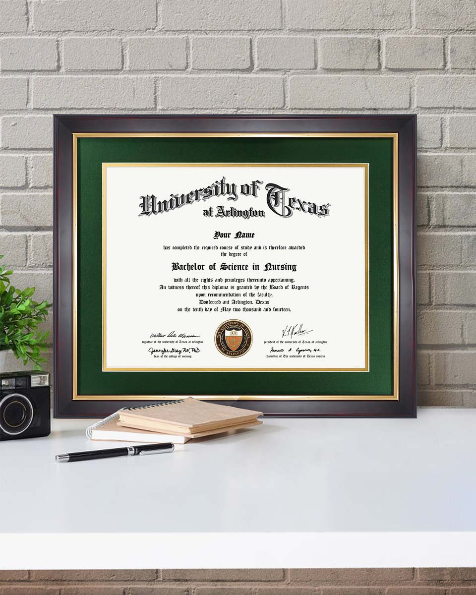 Wood Diploma Frame with Gold Trim Tempered Glass 11*14 / 14*17 – 15 Colors Available