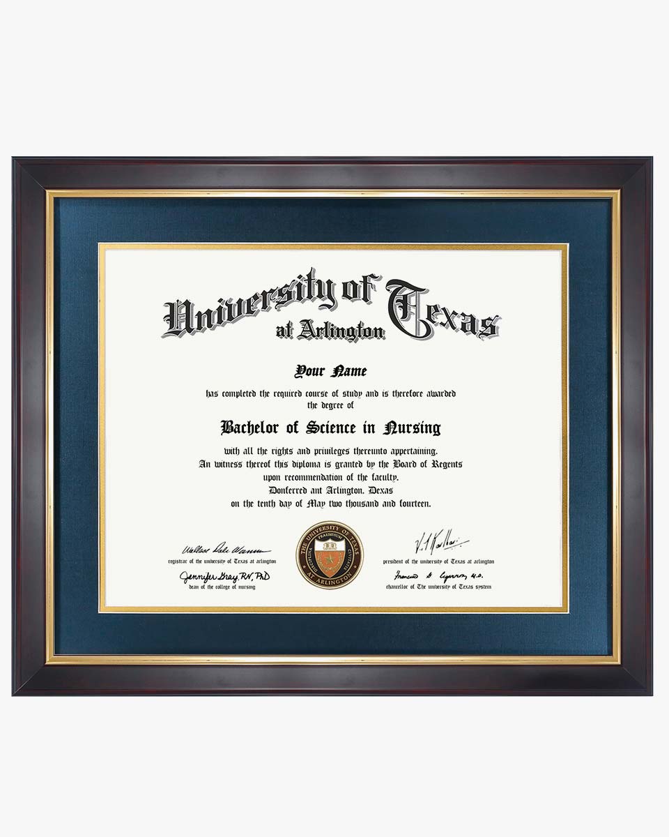 Wood Diploma Frame with Gold Trim Tempered Glass 11*14 / 14*17 – 15 Colors Available