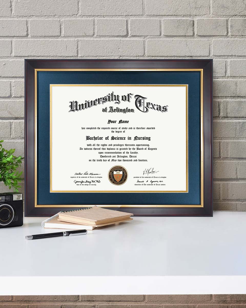 Wood Diploma Frame with Gold Trim Tempered Glass 11*14 / 14*17 – 15 Colors Available