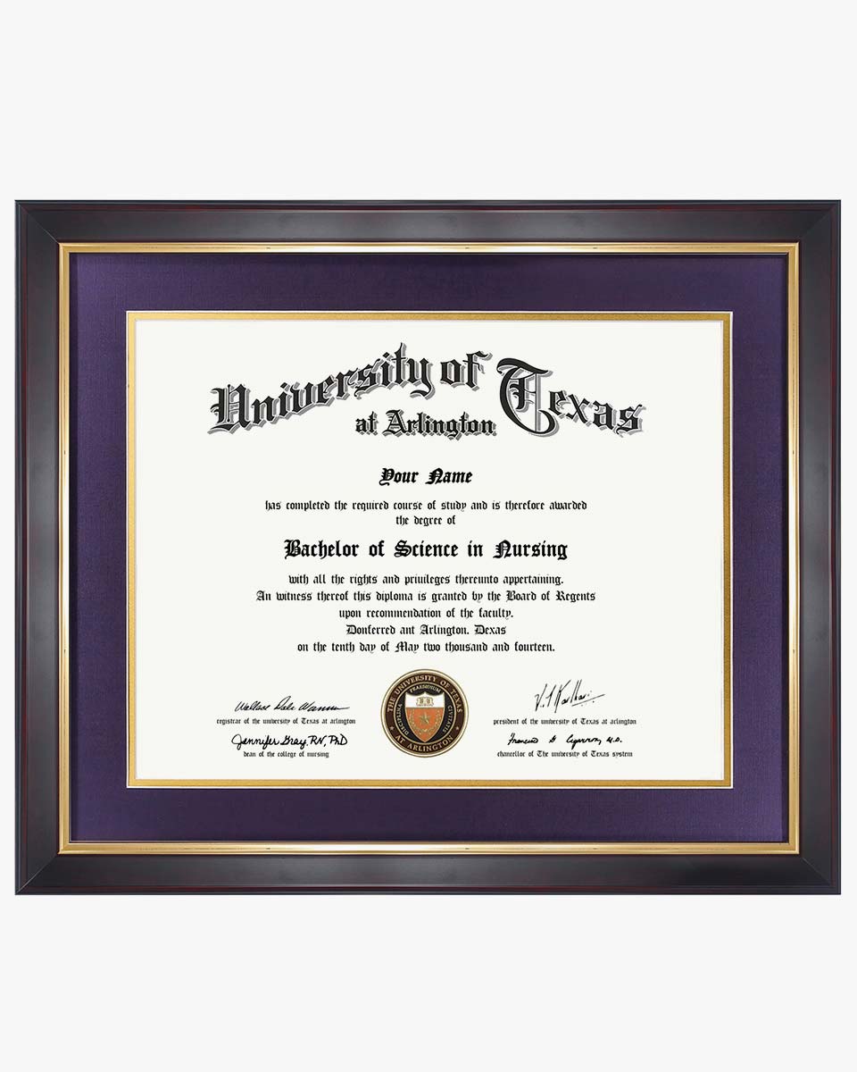 Wood Diploma Frame with Gold Trim Tempered Glass 11*14 / 14*17 – 15 Colors Available