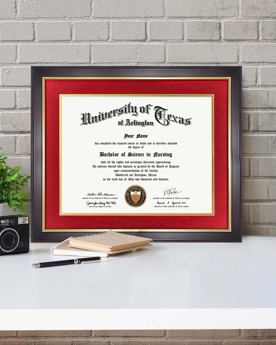 Wood Diploma Frame with Gold Trim Tempered Glass 11*14 / 14*17 – 15 Colors Available