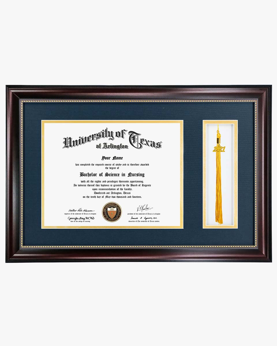 Graduation Certificate Document 6x8 with Tassel & shops 8x10 LANDSCAPE Photo Custom Frame