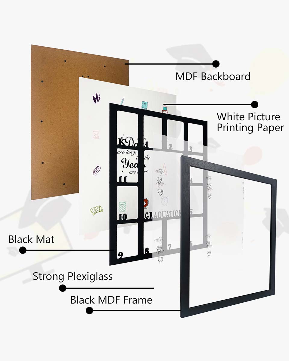 Black 11x14 School Picture Frame for Pre-K to 12 Graduation Photo