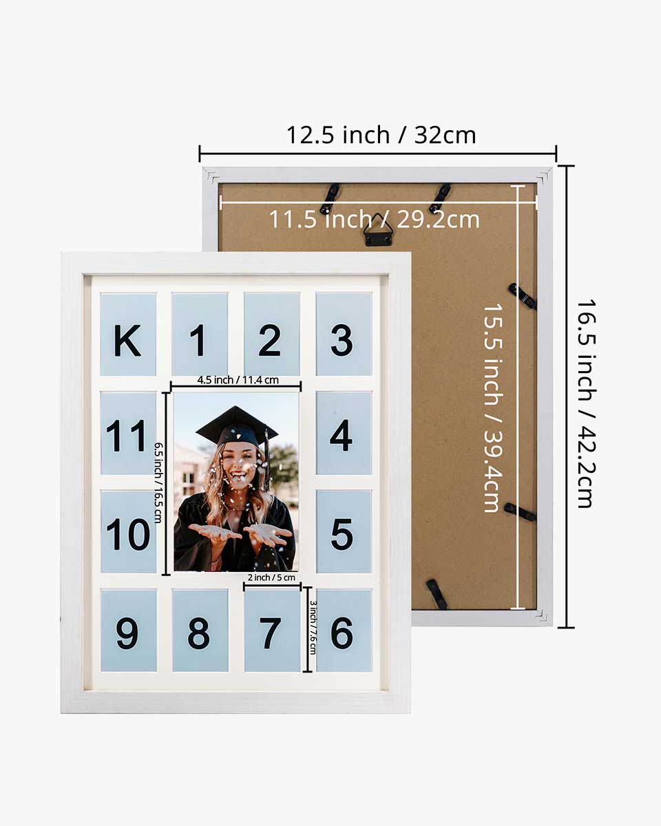 2 Prek - 12 School 2024 Photo Frame, The Days are Long, Reclaimed Wood 11x14 Picture Frame, White Mat 15 Openings 2 preschool, Personalized