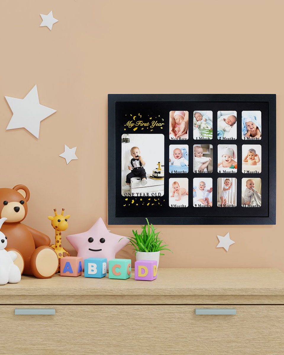 12 x 16 Baby First Years Picture Frame for 12 Month Photos - 2 Colors Available