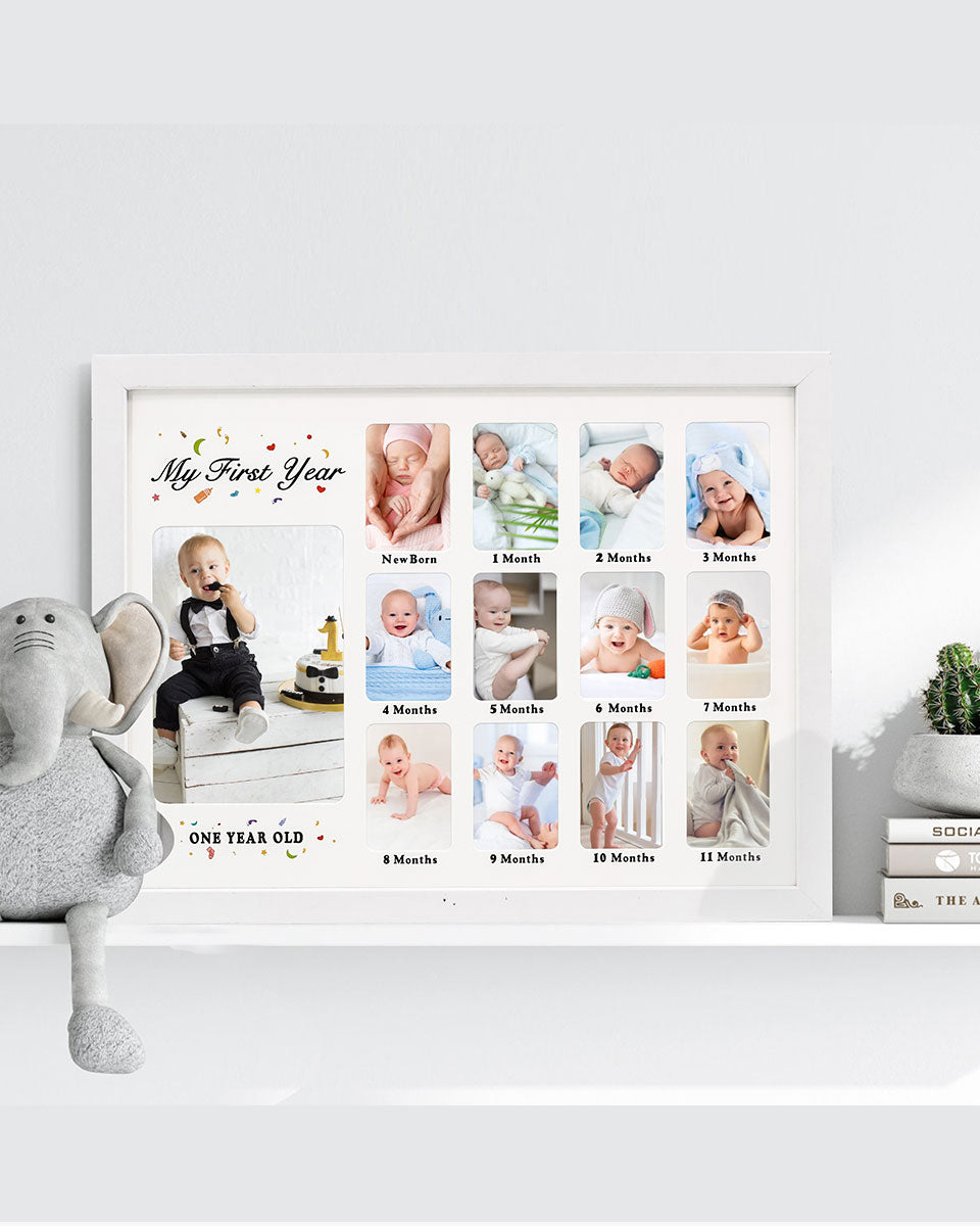 12 x 16 Baby First Years Picture Frame for 12 Month Photos - 2 Colors Available