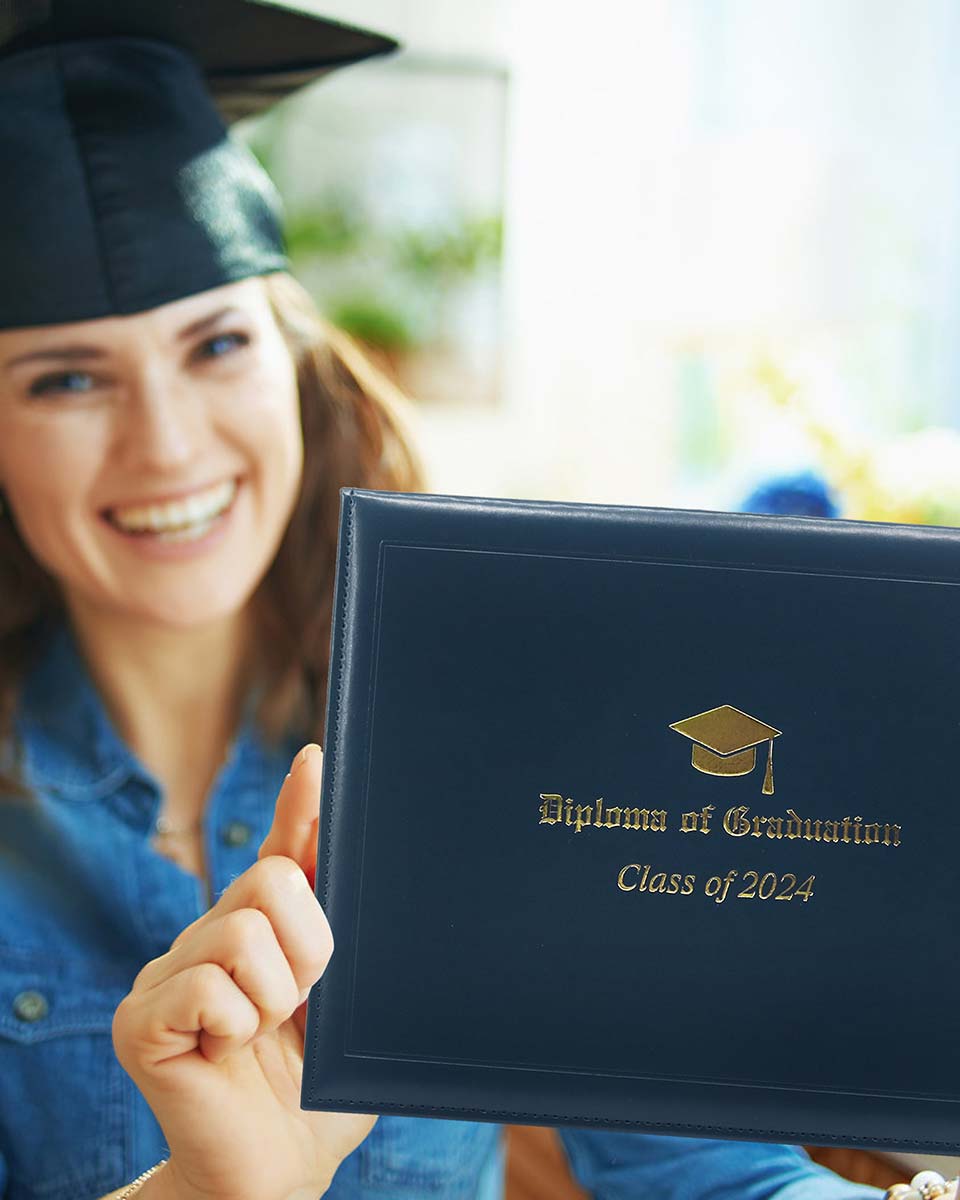 Diploma Cover With 2024 "Diploma Of Graduation" Imprinted - 2 Colors Available
