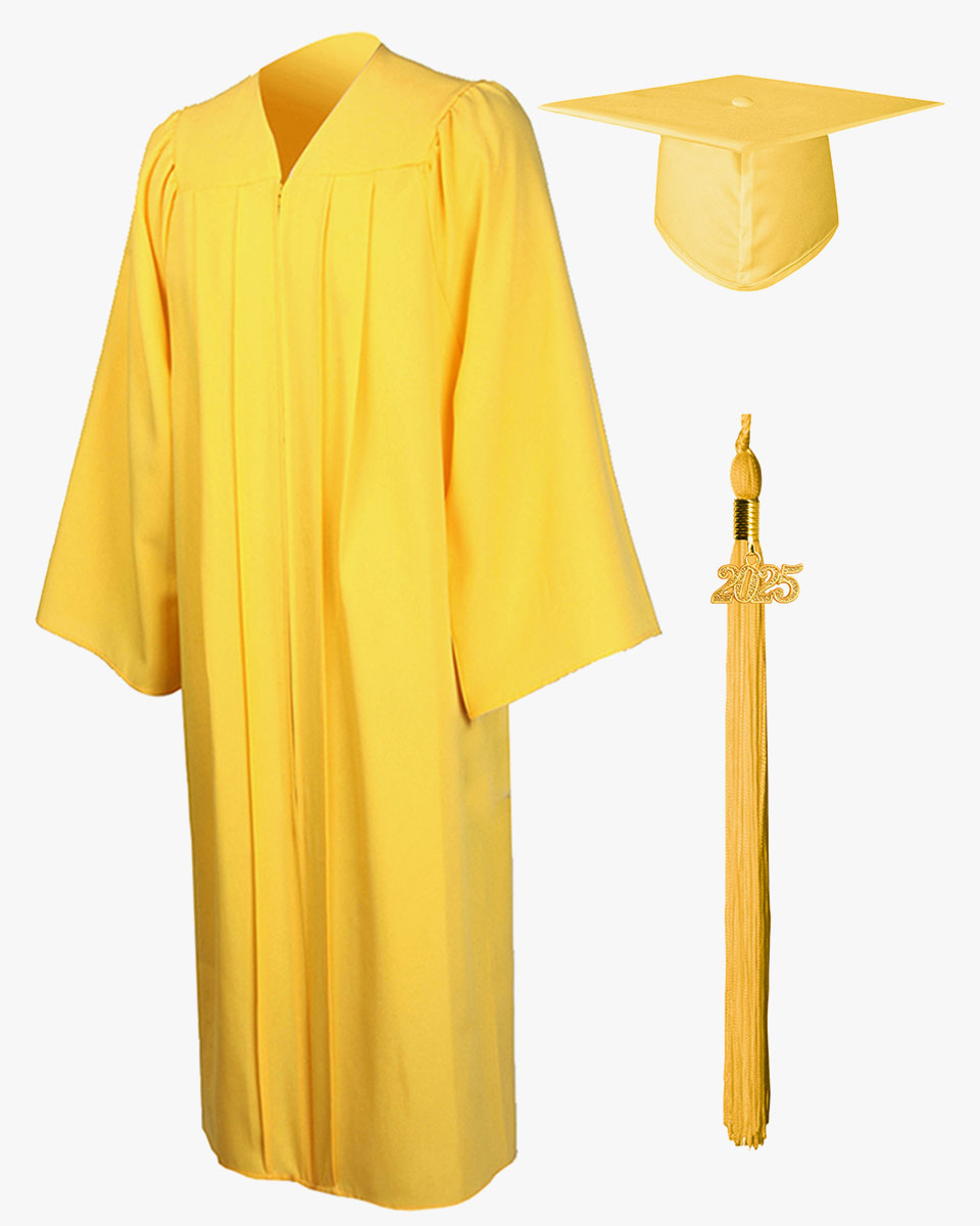 High School Premium Matte Graduation Cap, Gown & Tassel Package - 12 Colors Available