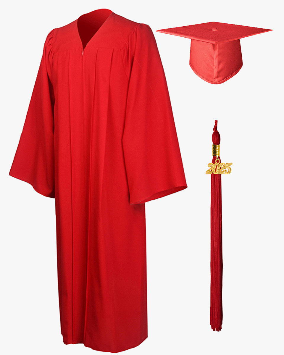 High School Premium Matte Graduation Cap, Gown & Tassel Package - 12 Colors Available