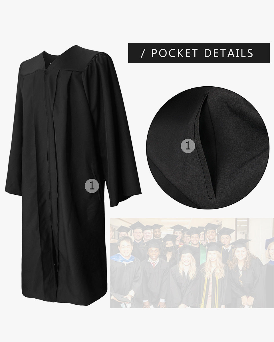 100% Recycled Material High School Graduation Cap and Gown with Pockets - 3 Colors Available