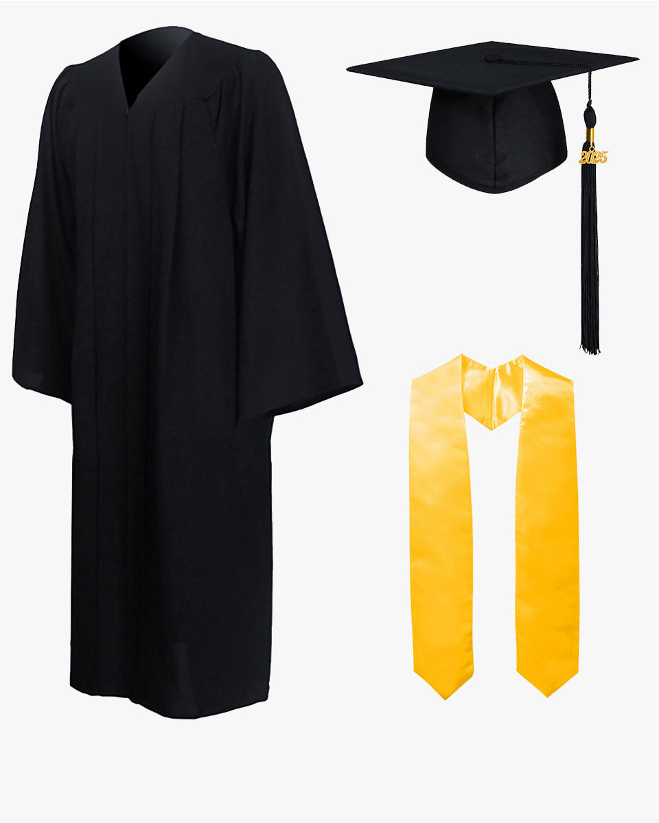 High School Premium Matte Graduation Cap, Gown, Tassel & Stole Package